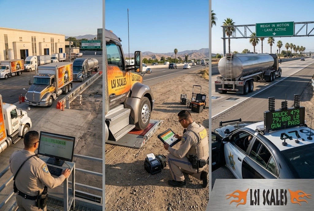 DOT Weight Limits & Overweight Fines: What California & Arizona Fleets Need to Know 5 Three methods of truck weight enforcement fixed CVEF weigh station, portable roadside scales, and Weigh-in-Motion